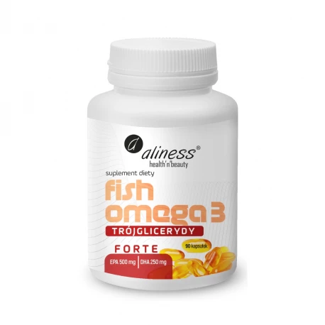 Fish Omega 3 FORTE Trójglicerydy EPA 500 mg DHA 250 mg Kwasy Tłuszczowe (90 kaps) Aliness