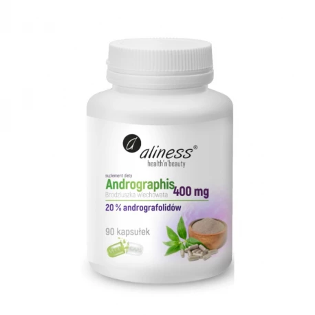 Andrographis 400 mg Brodziuszka Wiechowata 20% Andrografolioidów (90 kaps) VEGE Aliness