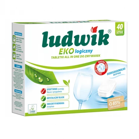 Tabletki do Zmywarki All in One Biodegradowalne Ekologiczne (40 szt) Ludwik Ekologiczny