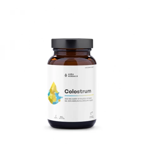 Colostrum 500 mg Siara Bydlęca 30% Immunoglobulin G Kwaśna Cytryna Proszek 66 g Aura Herbals