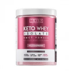 KETO Izolat Białka z Olejem MCT w Proszku - Dzika Malina 300 g BeKeto (OUTLET)