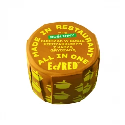 Ed Red Roślinny kurczak w sosie pieczarkowym z kaszą gryczaną 400 g - Rzemieślnicze Danie Gotowe Wege