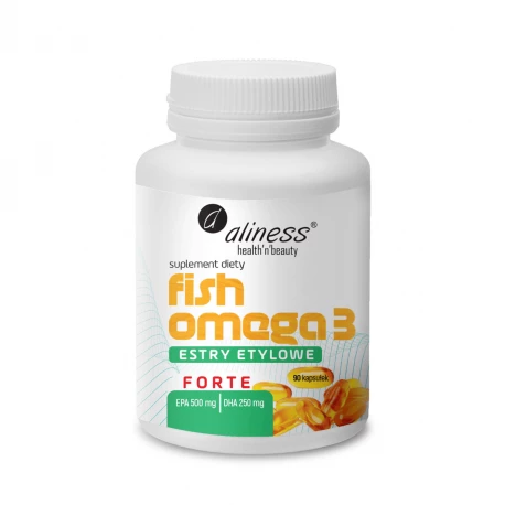 Fish Omega 3 FORTE Estry Etylowe EPA 500 mg DHA 250 mg Kwasy Tłuszczowe (90 kaps) Aliness