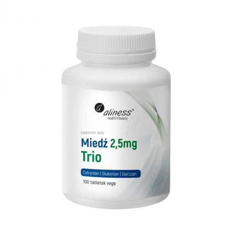 Miedź Trio Cytrynian Glukonian Siarczan 2,5 mg (100 tab) Aliness