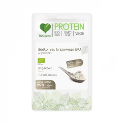 Białko Ryżu Brązowego Bio 80% Protein Proszek 200 g BeOrganic