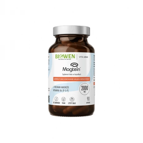 Magtein L-treonian Magnezu Witamina B6 P-5-P 2000 mg VEGAN (90 kaps) Biowen