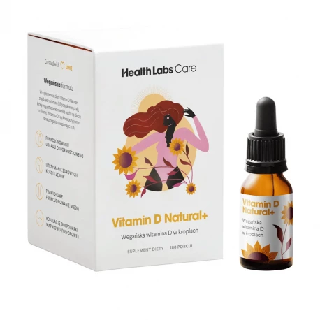 Vitamin D Natural+ Wegańska Witamina D3 2000 IU + MCT Krople 10 ml Health Labs Care
