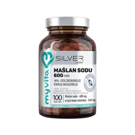 Maślan Sodu FORTE 600 Kwas Masłowy 90% Mikrokapsułkowany (100 kaps) MyVita