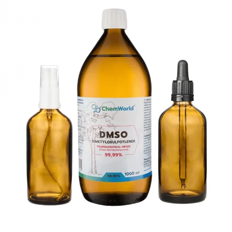 Zestaw DMSO CZDA 99,9% 1000 ml + Butelki szklane z Atomizerem i Pipetą 2x100 ml ChemWorld