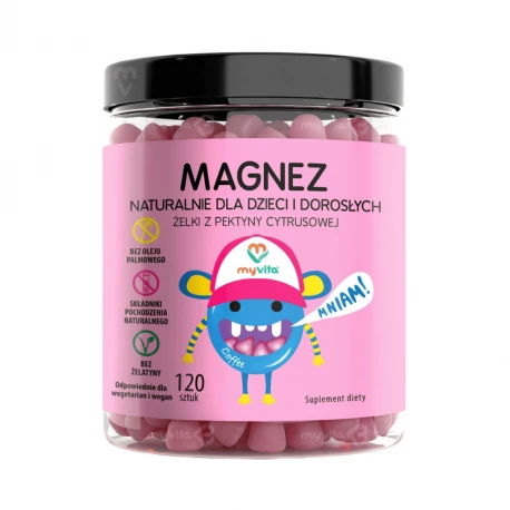 Magnez Żelki Wegańskie 800 mg (120 szt) Cytrynian Magnezu dla Dzieci i Dorosłych MyVita