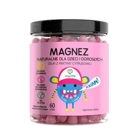 Magnez Żelki Wegańskie 800 mg (60 szt) Cytrynian Magnezu dla Dzieci i Dorosłych MyVita