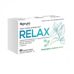 Probiotyk Narum Relax Lactobacillus Acidophilus Szyszki Chmielu Melisa L-Teanina (60 kaps) Narum