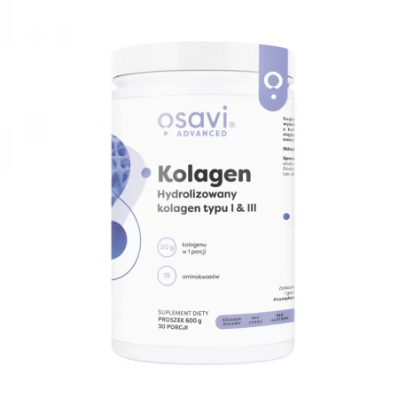 Kolagen Wołowy Hydrolizowany Peptydy I+III Proszek Stawy Skóra 600 g Osavi