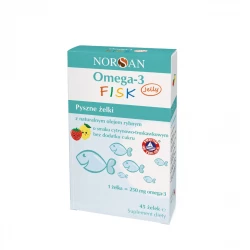Omega 3 FISK Żelki do Żucia dla Dzieci EPA DHA Olej Rybi Cytryna Truskawka (45 szt) NORSAN