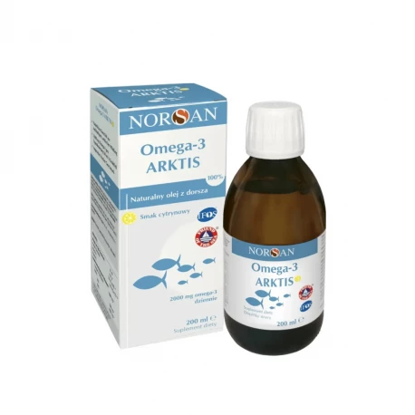 Omega 3 ARKTIS 2000 mg Kwasy EPA DHA Olej z Wątroby Dorsza w Płynie Cytrynowy 200 ml NORSAN