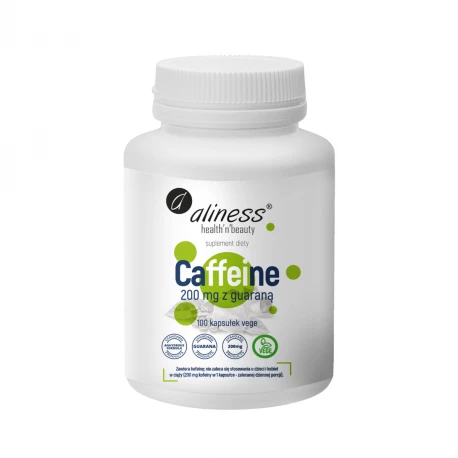 Caffeine 200 mg Kofeina z Guaraną (100 kaps) Aliness