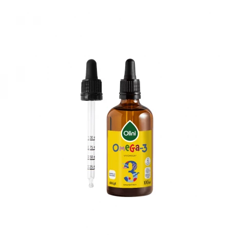 Omega-3 dla Dzieci VivoMega Olej Rybny DHA EPA Smak Jagodowo-Malinowy 100 ml Olini