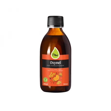 Oxymel Macerat Octu Jabłkowego z Warzywami Chrzan Imbir Kurkuma Niepasteryzowany 100% Naturalny 250 ml Olini