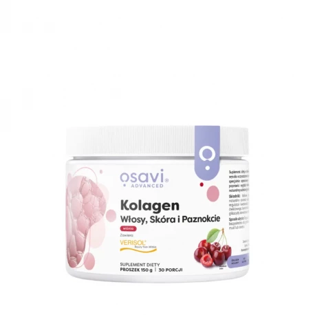 Kolagen Wołowy Włosy Skóra Paznokcie VERISOL Wiśnia Proszek 150 g Osavi