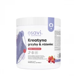 Kreatyna Monohydrat Lion's Mane Soplówka Jeżowata Cordyceps Chaga Różeniec Górski Smak Wiśnia-Truskawka Proszek 300 g Osavi