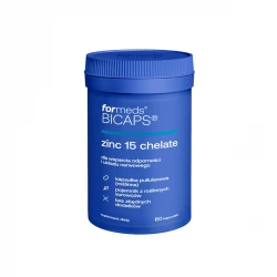 BICAPS Zinc 15 Chelate Cynk Organiczny Miedź Wsparcie Odporności (60 kaps) ForMeds