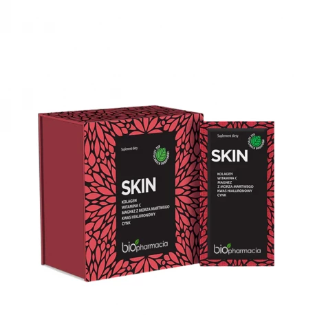 SKIN Kolagen do Picia Typu I II 4500 mg Witamina C Magnez Cynk (28 sasz) Biofarmacja