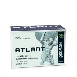ATLANT Kolagen na Stawy Typu I III 12200 mg Glukozamina Wapń Witamina C (28 sasz) Biofarmacja