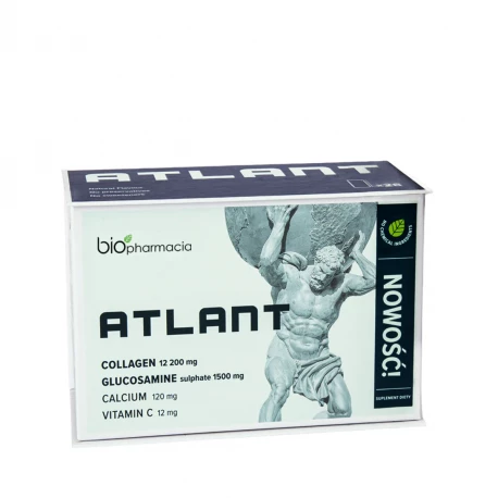 ATLANT Kolagen na Stawy Typu I III 12200 mg Glukozamina Wapń Witamina C (28 sasz) Biofarmacja