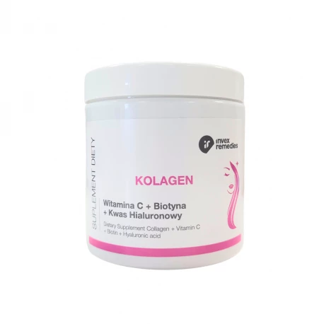 Kolagen + Witamina C + Biotyna + Kwas Hialuronowy Proszek 170 g Invex Remedies