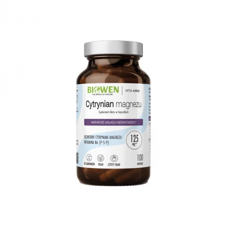 Cytrynian Magnezu + Witamina B6 VEGE (100 kaps) Biowen