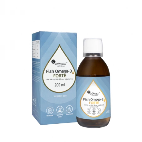 Fish Omega-3 FORTE EPA DHA Trójglicerydy Płyn 200 ml Aliness
