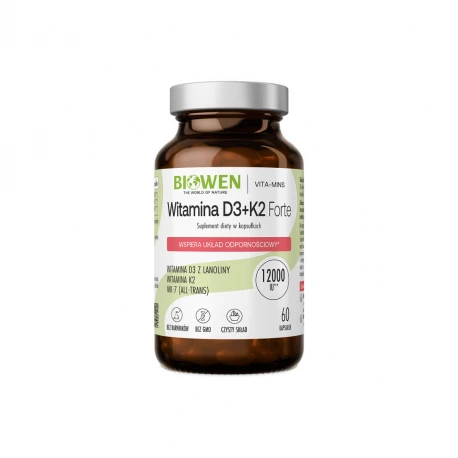 Witamina D3 + K2MK7 FORTE 12000 IU (60 kaps) Biowen