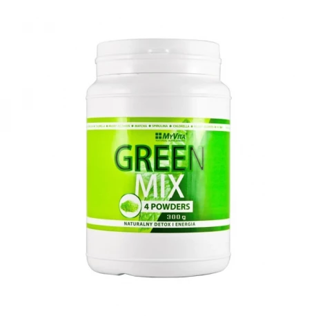 GREEN MIX 4w1 Spirulina Chlorella Młody Jęczmień Matcha 300 g Myvita
