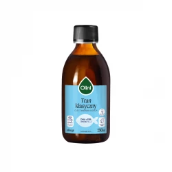 Tran Olej z Wątroby Dorsza Omega 3 DHA EPA Witamina D3 A Trójglicerydy 250 ml Olini
