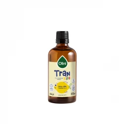 Tran Cytrynowy Olej z Wątroby Dorsza Omega 3 DHA EPA Witamina D3 A 100 ml Olini