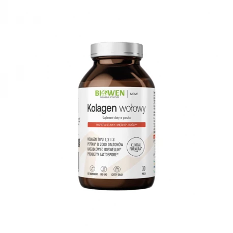 Kolagen Wołowy 5600 mg Glukozamina MSM Boswellia Probiotyk Proszek 225 g Biowen