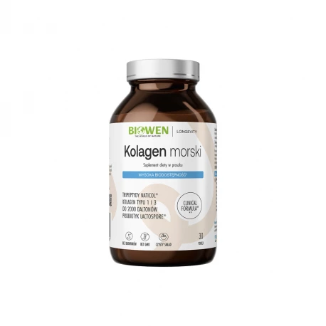 Kolagen Rybi Morski 5000 mg 3 x Peptydy Probiotyk i Prebiotyk Proszek 225 g Biowen