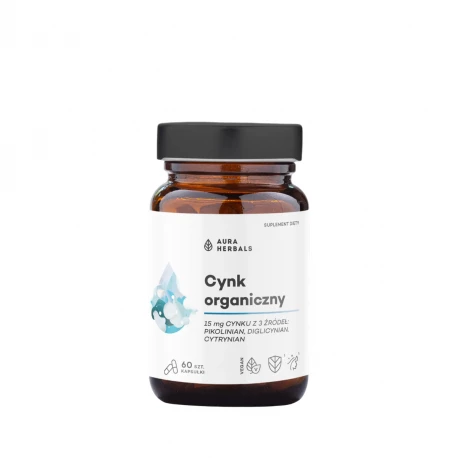 Cynk Organiczny 3 Formy Pikolinian Diglicynian Cytrynian (60 kaps) Aura Herbals