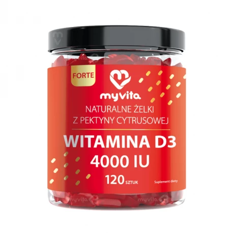 Witamina D3 4000 IU Forte Naturalne Żelki z Pektyny Cytrusowej Pomarańczowe (120 szt) MyVita