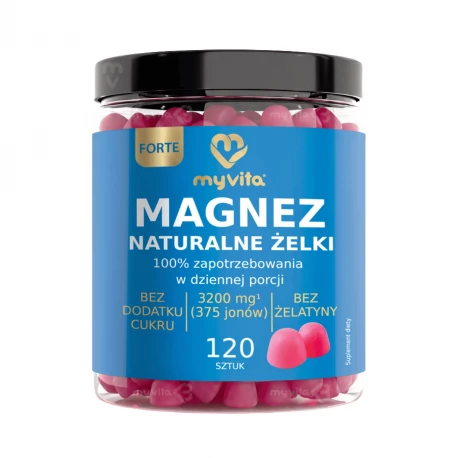 Magnez Forte 375 mg Naturalne Żelki Cytrynian Magnezu Jagodowe (120 szt) MyVita