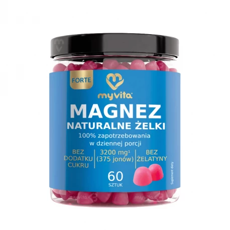 Magnez Forte 375 mg Naturalne Żelki Cytrynian Magnezu Jagodowe (60 szt) MyVita