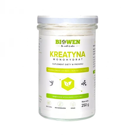 Kreatyna Monohydrat Mikronizowana 200 Mesh + Tauryna Proszek (250 g) Biowen