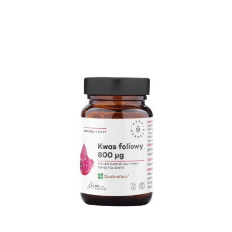 Kwas Foliowy 800 mcg Folian 5-MTHF Aktywny (60 kaps) Aura Herbals
