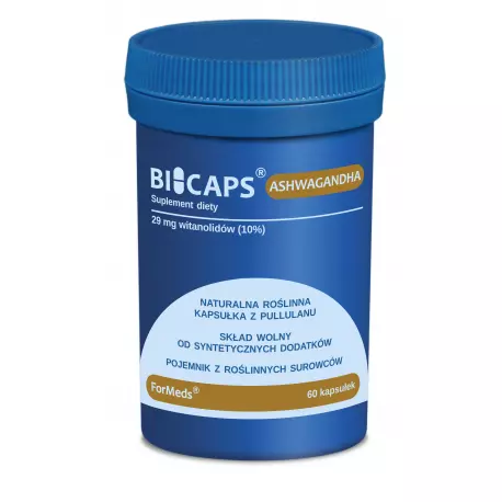 BICAPS Ashwagandha 29 mg 10% Witanolidów (60 kaps) Żeń-Szeń Indyjski ForMeds
