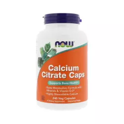 Calcium Citrate Cytrynian Wapnia + Minerały + Witamina D2 (240 kaps) Now Foods