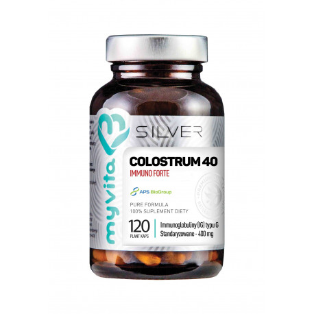 Colostrum 40 Immuno Forte 400 mg 40% Immunoglobulin Wołowe (120 kaps) Silver Myvita