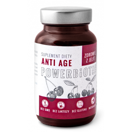 Powerbiotic Anti Age Zdrowie z jelit Fermentowany Sok z Wiśni (60 kaps) Ecobiotics