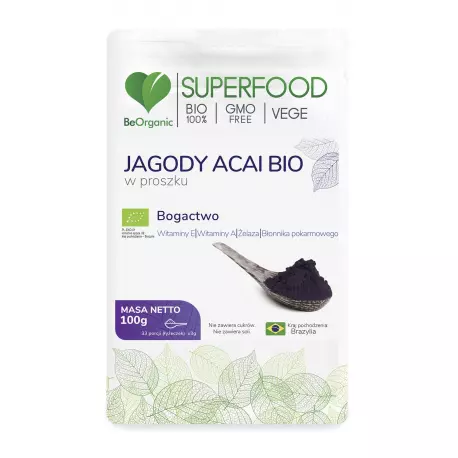 Jagody Acai Bio SuperFood Proszek 100 g BeOrganic