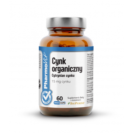 Cynk Organiczny 15 mg Cytrynian Cynku (60 kaps) CLEAN Pharmovit