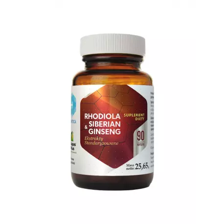 Rhodiola & Siberian Ginseng Różeniec Górski i Żeń-Szeń Syberyjski Ekstrakt 225 mg (90 kaps) Hepatica